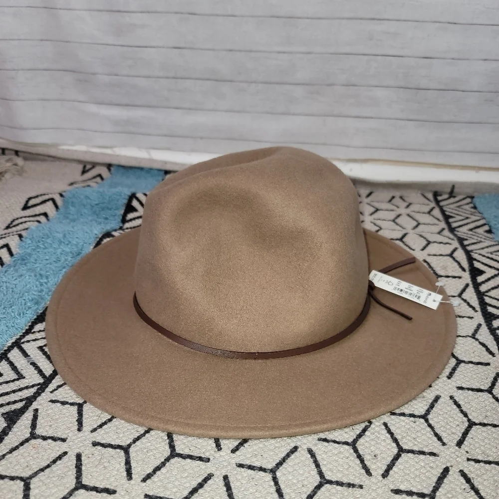 BILTMORE FOR MADEWELL 100% WOOL HATTAN W BROWN LEATHER HATBAND TRIM, sz M-L